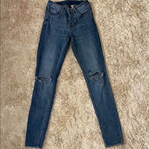 Skinny high waisted jeans, size 2, light/dark blue